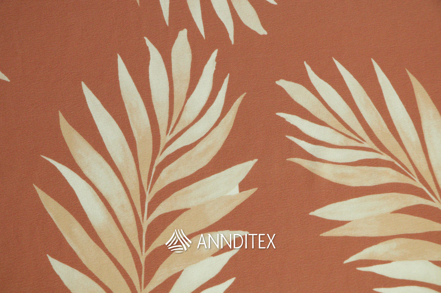 Licra Crush Estampada Hojas de Palma Terracota/Beige | ANNDITEX