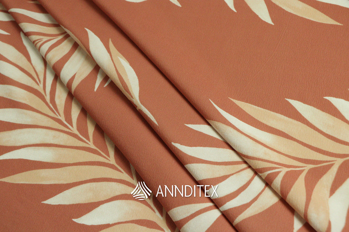 Licra Crush Estampada Hojas de Palma Terracota/Beige | ANNDITEX