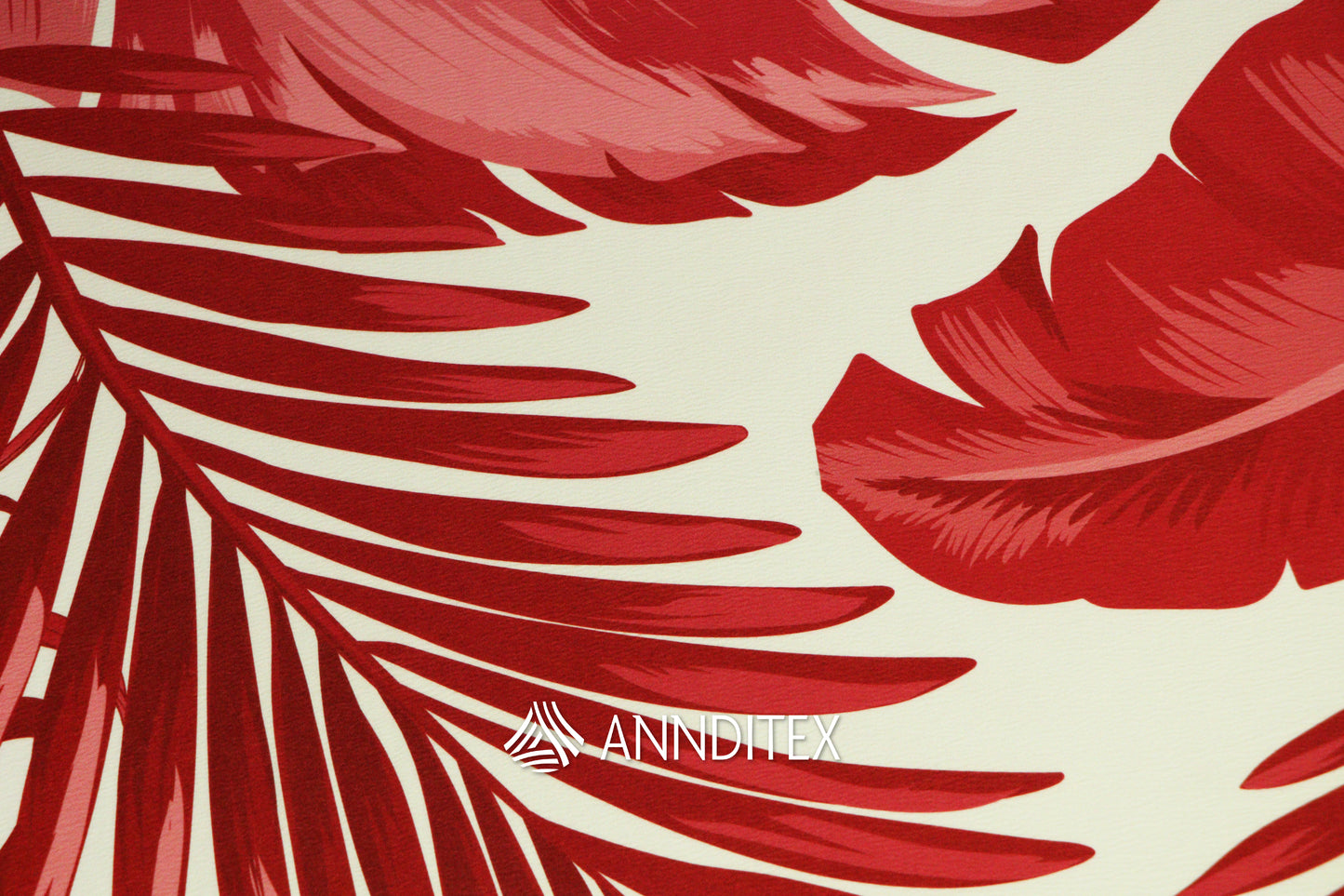 Licra Crush Estampada Hojas Tropicales Rojo | ANNDITEX