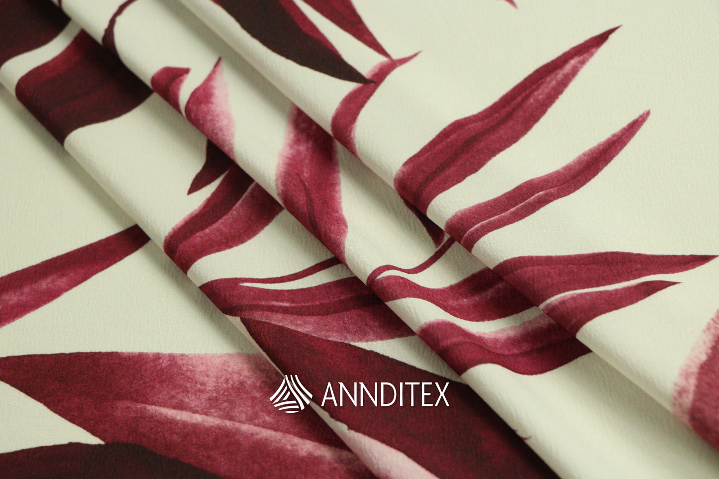 Licra Crush Estampada Hojas Burdeos | ANNDITEX