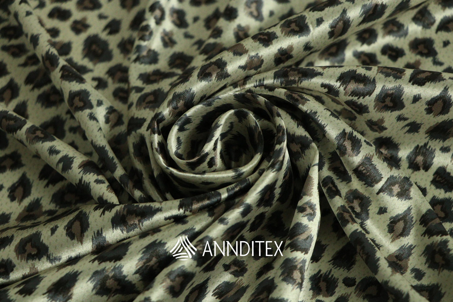 Satín Moda Estampada Leopardo Verde Mini