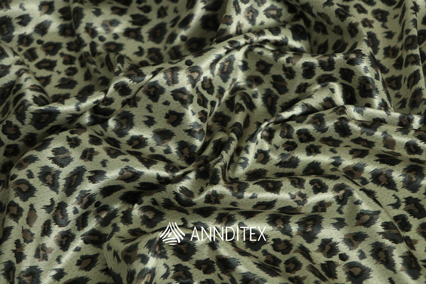 Satín Moda Estampada Leopardo Verde Mini