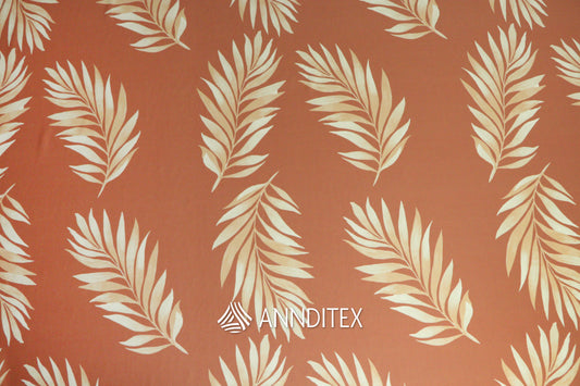 Licra Crush Estampada Hojas de Palma Terracota/Beige | ANNDITEX