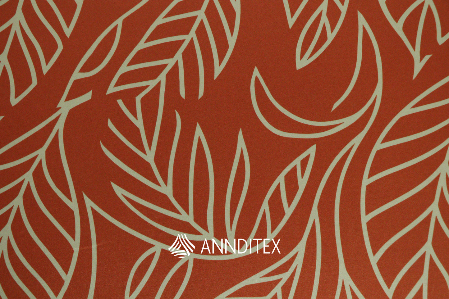 Satín Moda Estampada Hojas Lineales Terracota